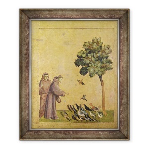 Tablou inramat - Giotto di Bondone - Sfantul Francisc din Assisi predicand pasarilor, 50 x 60 cm
