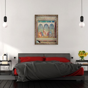 Tablou inramat - Giotto di Bondone - Sfantul Francisc Predica Papei Honorius al III-lea, 60 x 80 cm - Img 3
