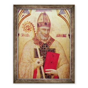 Tablou inramat - Giotto di Bondone - Sfantul Nicolae, panoul din stanga indepartat al altarului Badia, 70 x 90 cm