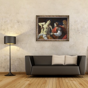 Tablou inramat - Giovanni-Battista Caracciolo - Sfantul Sebastian ingrijit de Sfanta Irene, 70 x 90 cm - Img 2