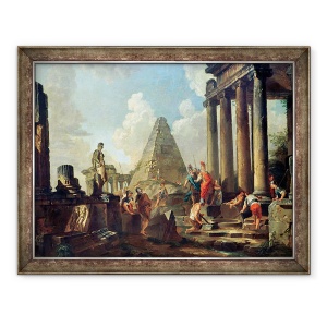 Tablou inramat - Giovanni Paolo Pannini - Alexandru al III-lea 356-323 i.Hr. Cel Mare inaintea Mormantului lui Ahile, 70 x 90 cm