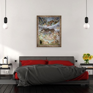Tablou inramat - Giulio Romano - Detaliu al distrugerii gigantilor de fulgerul lui Jupiter, Sala dei Giganti, 60 x 80 cm - Img 3