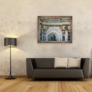 Tablou inramat - Gustav Klimt - Interiorul Muzeului Kunsthistorisches, Viena, cu decor arcada si spandrel reprezentand figuri reprezentand Roma si Venetia secolului al XIV-lea, 70 x 90 cm - Img 2