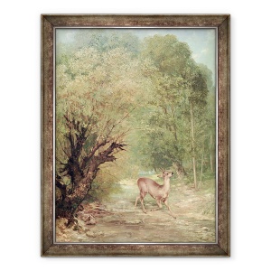 Tablou inramat - Gustave Courbet - Caprioara vanata in alerta, Spring., 70 x 90 cm
