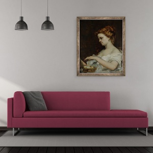 Tablou inramat - Gustave Courbet - O Femeie cu Bijuterii, 50 x 60 cm - Img 2