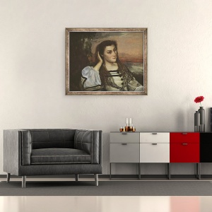 Tablou inramat - Gustave Courbet - Rêverie Portrait of Gabrielle Borreau, 50 x 60 cm - Img 2