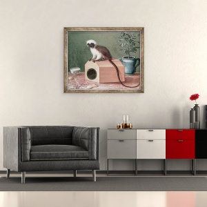 Tablou inramat - Gustavus Hesselius - Maimuta preferata a lui Carl Linnaeus 1707-78, 50 x 60 cm - Img 2