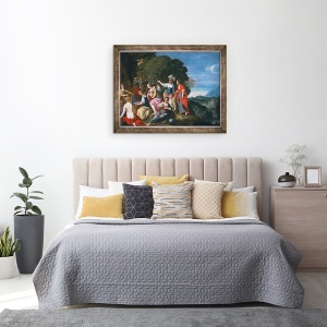 Tablou inramat - Hans Konig - Athene si cele noua muze la fantanile din Hipokrene, 60 x 80 cm - Img 3