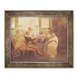 Tablou inramat - Henri Bonaventure Monnier - Jocul de carti, 50 x 60 cm