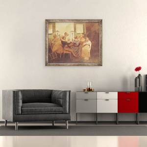 Tablou inramat - Henri Bonaventure Monnier - Jocul de carti, 50 x 60 cm - Img 2
