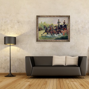 Tablou inramat - Henri de Toulouse-Lautrec - Alphonse de Toulouse-Lautrec-Monfa 1838-1913 Condu-si antrenorul de corespondenta la Nisa, 70 x 90 cm - Img 2