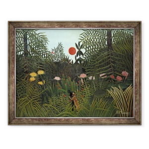 Tablou inramat - Henri J.F. Rousseau - Negro atacat de un Jaguar, 70 x 90 cm