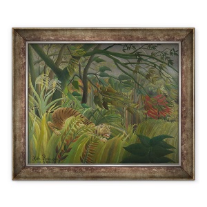 Tablou inramat - Henri J.F. Rousseau - Tigru intr-o furtuna tropicala Surprins! 1891, 50 x 60 cm