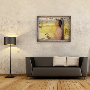 Tablou inramat - Henri Martin - Tanara femeie cu un trandafir, 70 x 90 cm - Img 2