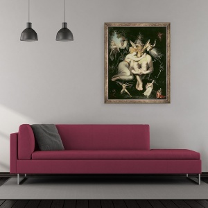 Tablou inramat - Henry Fuseli - Titania se trezeste, inconjurat de Zanele insotitoare, agatandu-se rapid la Bottom, inca purtand Cap Ass, 50 x 60 cm - Img 2