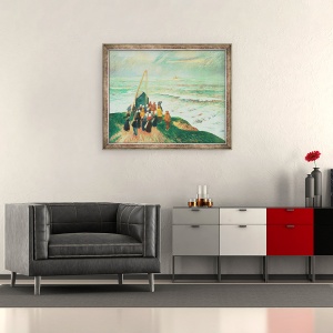 Tablou inramat - Henry Moret - Asteptand intoarcerea pescarilor in Bretania, 50 x 60 cm - Img 2