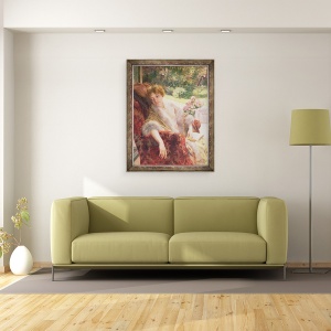Tablou inramat - Herman Richir - Portretul unei femei intr-o folie de blana, 70 x 90 cm - Img 2