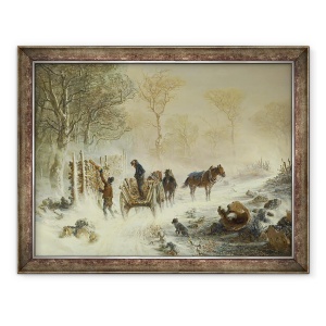 Tablou inramat - Hermann Kauffmann - incarcarea lemnului in zapada, 70 x 90 cm