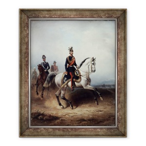 Tablou inramat - Hermann Meyerheim - Frederick III Wilhelm pe campul Bornstedter, 70 x 85 cm