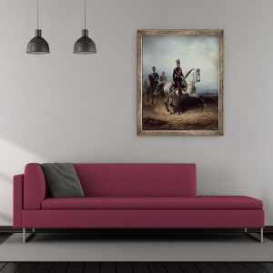 Tablou inramat - Hermann Meyerheim - Frederick III Wilhelm pe campul Bornstedter, 70 x 85 cm - Img 2
