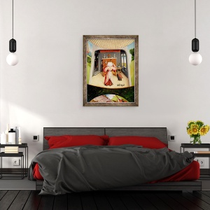 Tablou inramat - Hieronymus Bosch - Mandrie, detalii din Tabelul celor sapte Pacate Mortale si Ultimele Patru Lucruri, 60 x 80 cm - Img 3