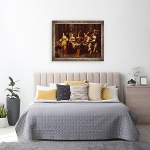 Tablou inramat - Hieronymus Janssens - Masa de vacanta, 70 x 90 cm - Img 3