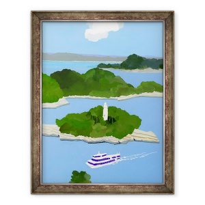 Tablou inramat - Hiroyuki Izutsu - Barca pentru vizitarea obiectivelor turistice, 60 x 80 cm