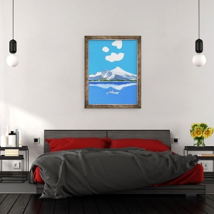 Tablou inramat - Hiroyuki Izutsu - Pescuitul pe lacul de iarna, 60 x 80 cm - Img 3