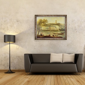 Tablou inramat - Hubert Robert - Castelul de La Roche-Guyon, 70 x 90 cm - Img 2