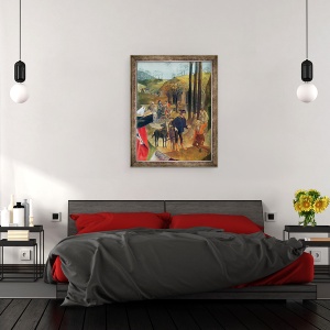 Tablou inramat - Hugo van der Goes - Portinari Altarpiece, panoul din dreapta detaliu al sosirii Magilor, 60 x 80 cm - Img 3