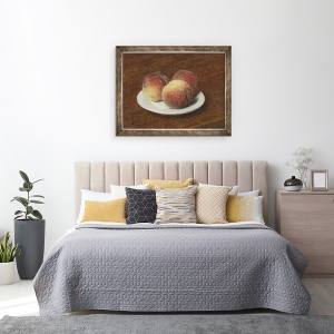 Tablou inramat - Ignace Henri Jean Fantin-Latour - Trei piersici pe o farfurie, 60 x 80 cm - Img 3