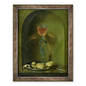 Tablou inramat - Isaac Luttichuys - Natura moarta cu paine si sticla de vin, 60 x 80 cm