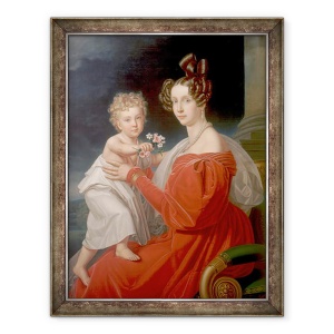 Tablou inramat - J. K. Stiegler - Arhiducesa Sofia de Austria 1805-72 impreuna cu fiul ei de doi ani Franz Joseph 1830-1916 mai tarziu imparatul Francisc Joseph I al Austriei, 70 x 90 cm