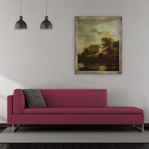 Tablou inramat - Jacob Isaaksz - Peisaj cu casa de tara, 70 x 85 cm - Img 2