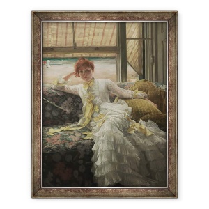 Tablou inramat - James Jacques Joseph Tissot - Litoral Iulie, Specimenul unui portret, 70 x 90 cm