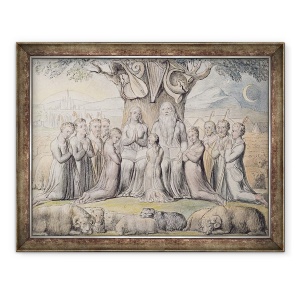 Tablou inramat - James Thomas Linnell - Ilustratii din Cartea lui Iov, pl.2 pagina 1, Iov si familia sa, 60 x 80 cm