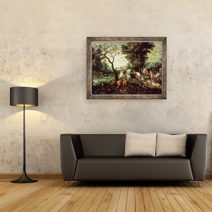 Tablou inramat - Jan Brueghel the Elder - Animalele care intra in Arca lui Noe, 70 x 90 cm - Img 2