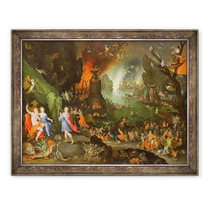 Tablou inramat - Jan Brueghel the Elder - Orfeu cu o harpa cantand la Pluto si Persefona in Lumea de Dincolo, 60 x 80 cm