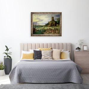 Tablou inramat - Jan Brueghel the Elder - Pescarii de pe mal, 60 x 80 cm - Img 3