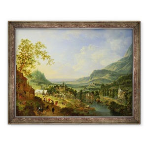 Tablou inramat - Jan Griffier the Elder - Un sat de fete in Valea Rinului, 60 x 80 cm