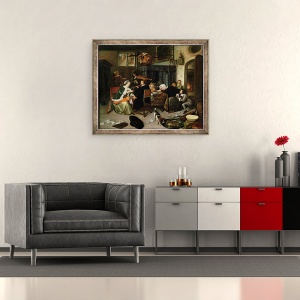 Tablou inramat - Jan Havicksz. Steen - Gospodaria desfranata, 50 x 60 cm - Img 2