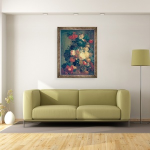 Tablou inramat - Jan van Os - Flori intr-o vaza cu cuib de pasare, 70 x 90 cm - Img 2