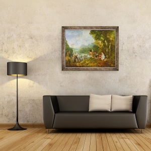 Tablou inramat - Jean Antoine Watteau - imbarcare pentru Cythera, 70 x 90 cm - Img 2