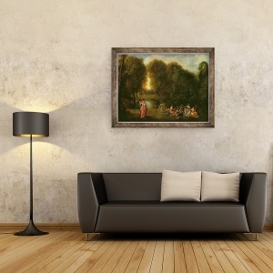 Tablou inramat - Jean Antoine Watteau - O intalnire intr-un parc, 70 x 90 cm - Img 2