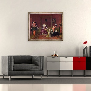 Tablou inramat - Jean Auguste Dominique Ingres - Henri al IV-lea 1553-1610 Regele Frantei si Navarrei Se joaca cu copiii sai ca ambasador al Spaniei isi face intrarea, 50 x 60 cm - Img 2
