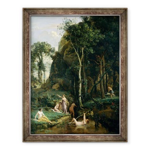 Tablou inramat - Jean Baptiste Camille Corot - Diana si Actaeon Diana surprinsa in baia ei, 60 x 80 cm