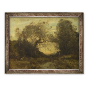 Tablou inramat - Jean Baptiste Camille Corot - Iazul de la intrarea in padure, 60 x 80 cm
