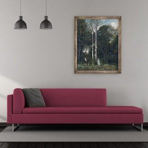 Tablou inramat - Jean Baptiste Camille Corot - Parc des Lions la Port-Marly, 50 x 60 cm - Img 2