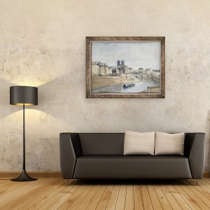 Tablou inramat - Jean Baptiste Camille Corot - Sena si Quai des Orfevres, 60 x 80 cm - Img 2