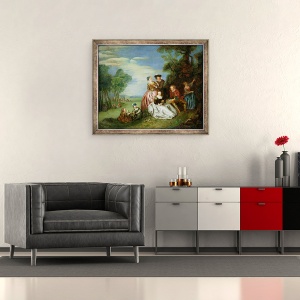 Tablou inramat - Jean-Baptiste Joseph Pater - Conversatie intr-un parc, 70 x 85 cm - Img 2